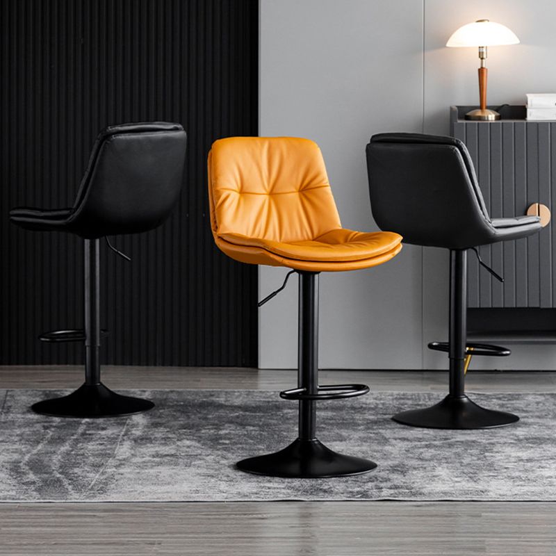 Industrial Metal Barstool Faux Leather Counter Stool With Chrome Base