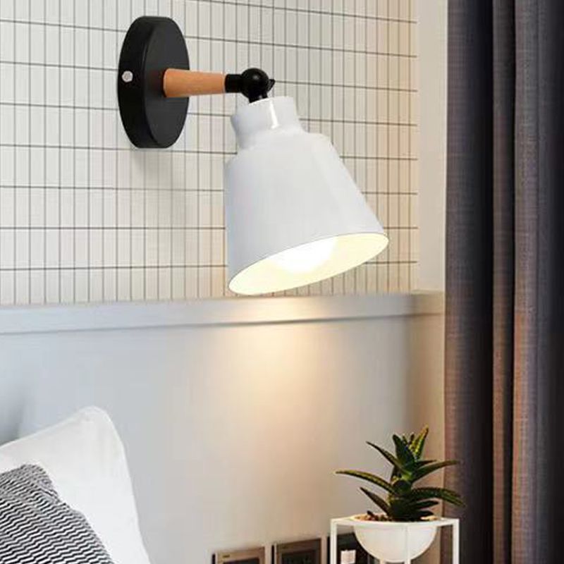 Nordic Metall Wall Light 5 "breite Makkaronwandleuchten mit Holz für Wohnzimmer