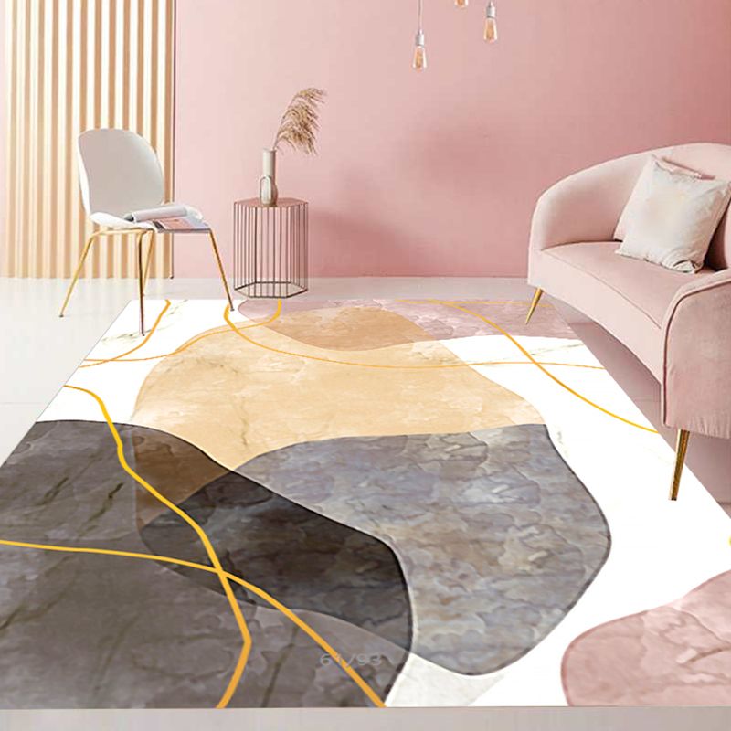 Fancy Color Block Rug Multicolor Cotton Blend Indoor Rug Easy Care Stain-Resistant Washable Area Carpet for Decor