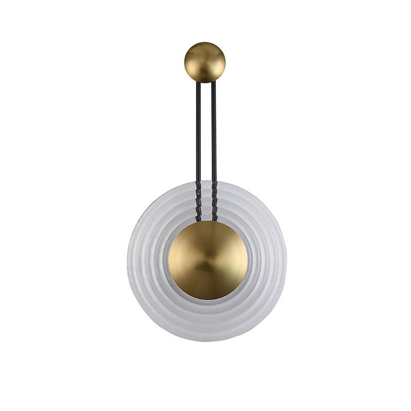 Lámpara de pared LED circular dorada en moderna luz de pared de hierro de electroplacas de estilo creativo para dormitorio