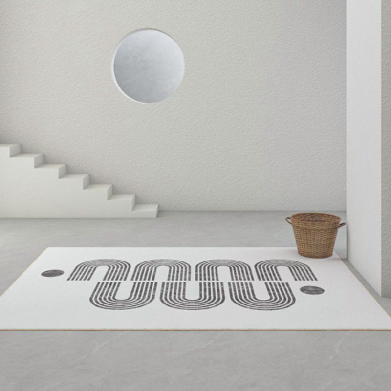 Simplicity Lines Print Rug Polyester Area Carpet Non-Slip Backing Carpet for Living Room