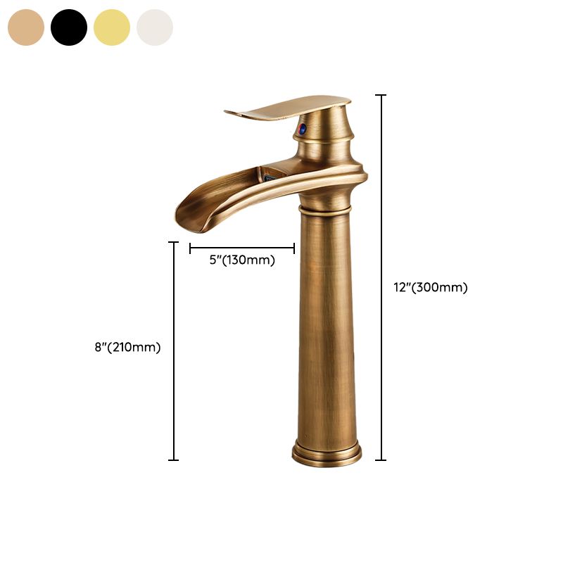 Vessel Faucet Waterfall Spout Traditional Circular Lever Handle Vanity Sink Faucet
