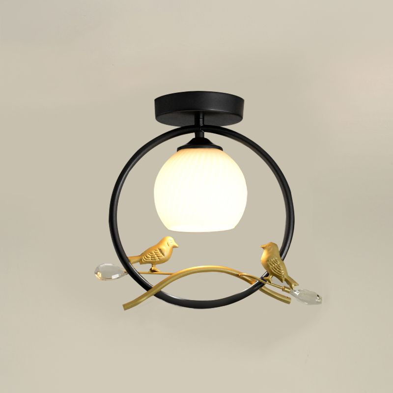 Sphère contemporaine luminaire luminaire 1 les lampes de montage à chasse d'eau légère avec oiseaux