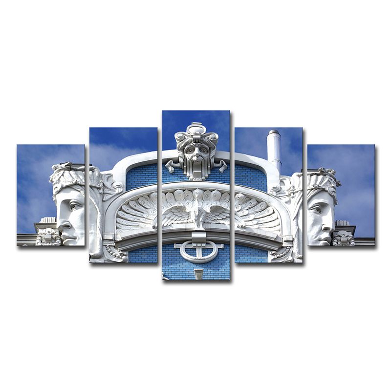 White Sculpture Canvas Wall Art Architecture Modern Multi-Piece Wall Decor for Home