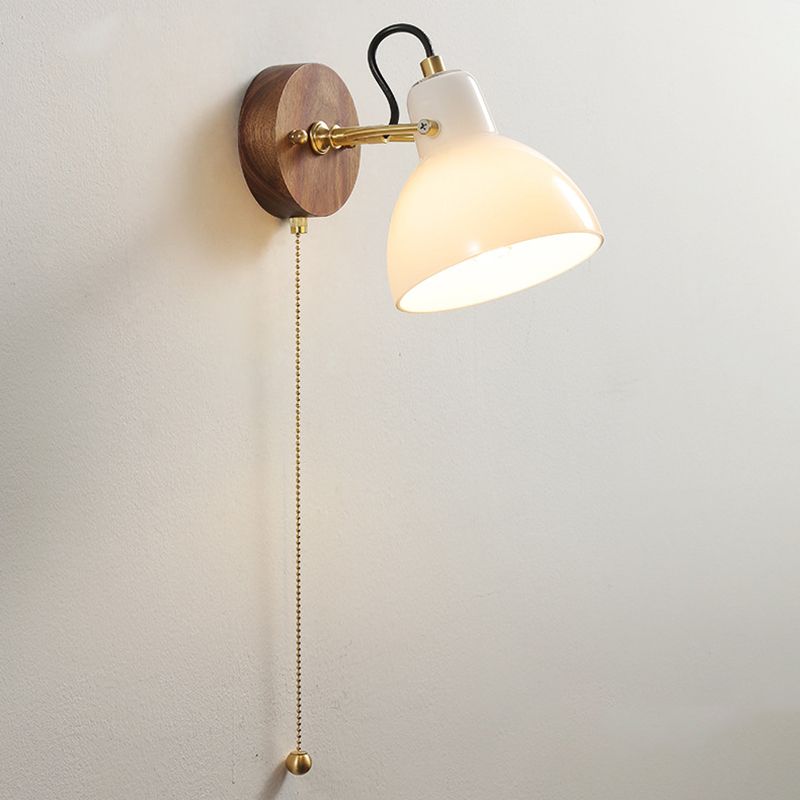 1-Light Simple Wall Lamp Modern Wall Mount Lamp with Glass Shade for Bedroom