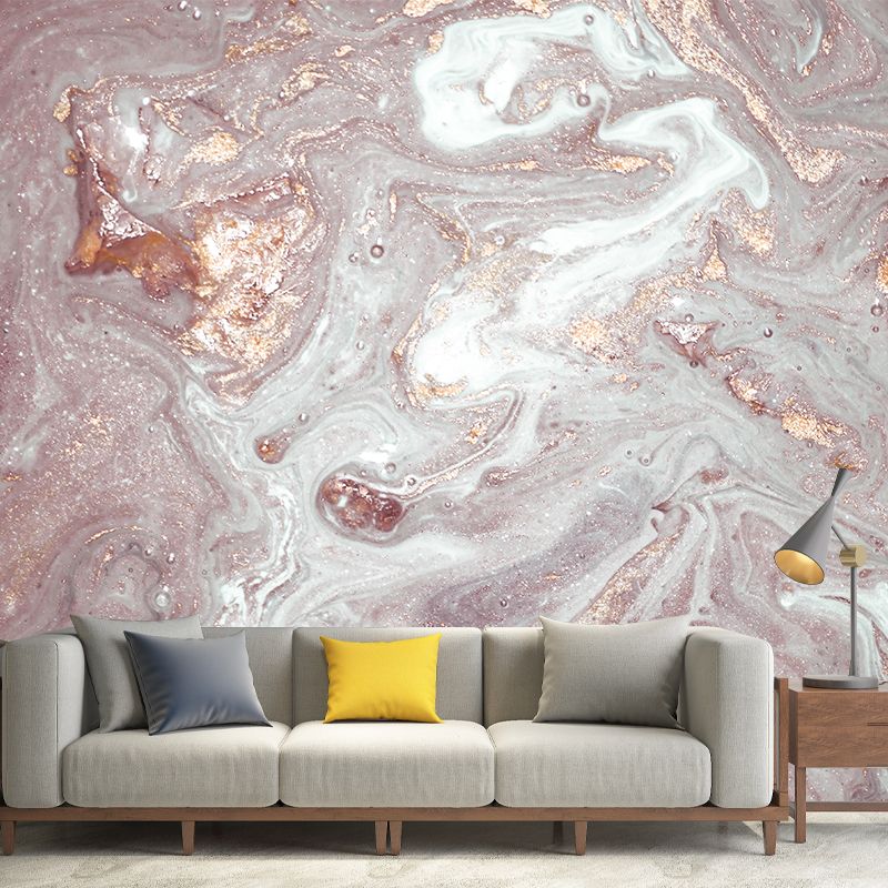 Pink Flow Pattern Mural Decal Faux Texture Look Modern Stain Resistant Wall Art for Home