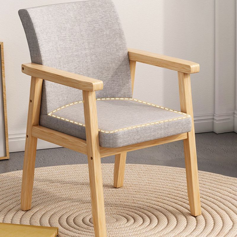 Contemporary Solid Wood Rubber Wood Arm Dining Chair with Upholstered for Home