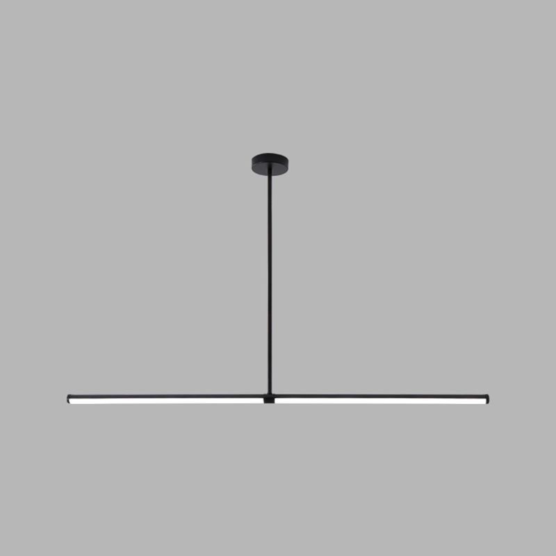 Modern Linear LED Island Light 1-Head Restaurant Pendant Lamp with Acrylic Shade