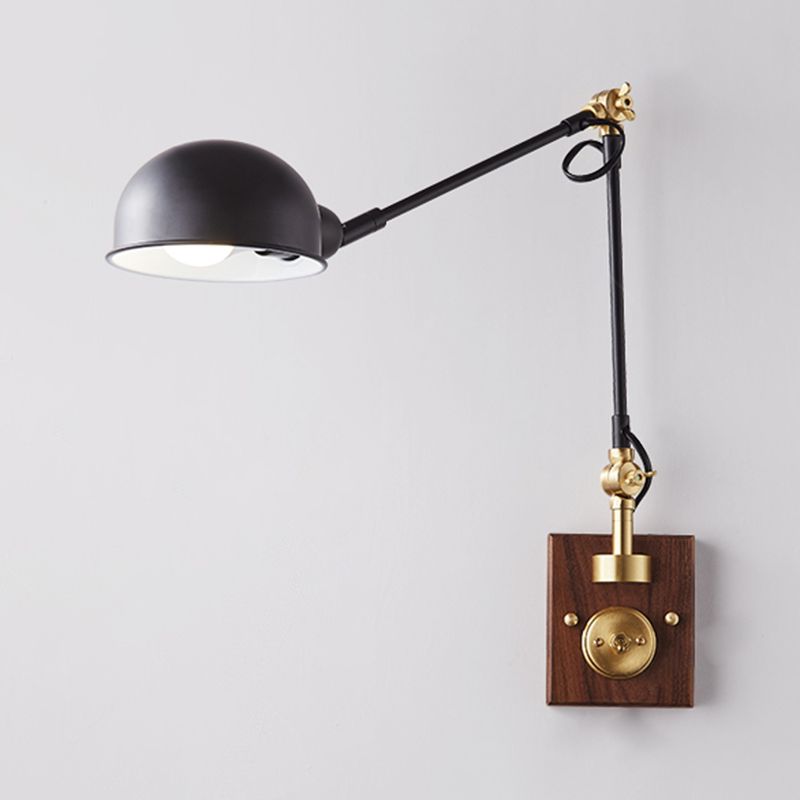 1-Light Wall Mount Lights Industrial Dome Shade Metal Sconces Wall Lights in Black