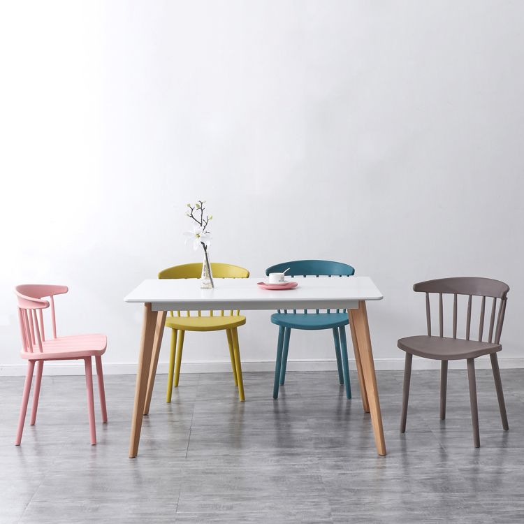 Contemporary Style Plastic Dining Armchair Windsor Back Side Chair for Home