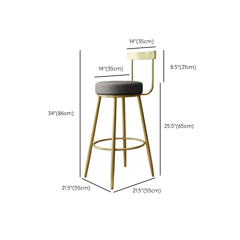 Nordic Style Bar-stool Round Seat Counter Bar Stool with Metal Legs