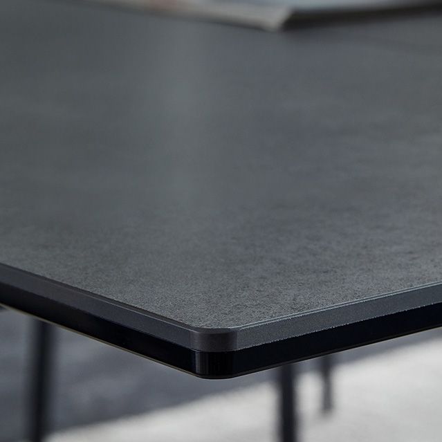 Mesa de comedor estándar negra industrial, mesa de comedor rectangular de piedra sinterizada para cocina