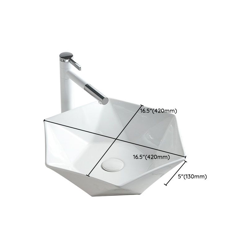 Contemporary Bathroom Sink White Porcelain Vessel Lavatory Sink Only