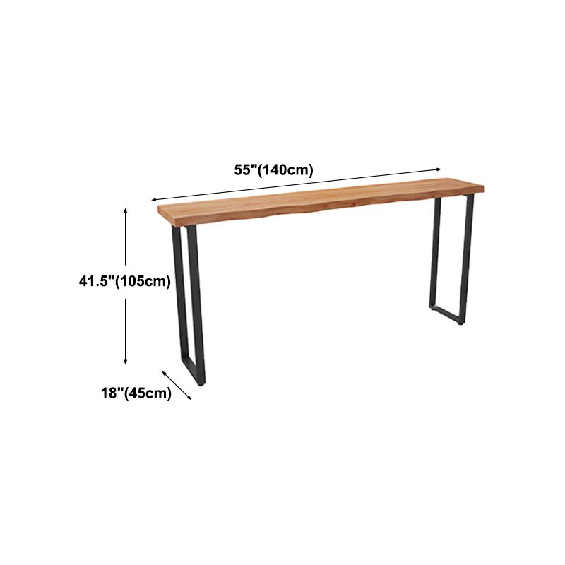 Mesa de comedor de barra moderna Base de metal de barra de madera rectangular interior en marrón