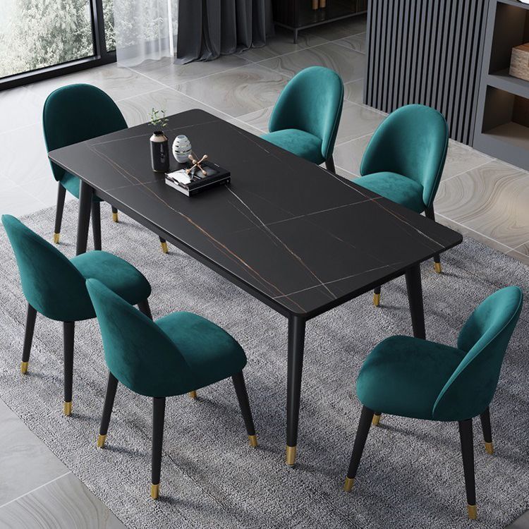 Mesa de comedor de piedra rectangular glamorosa mesa de acabado mate con 4 patas