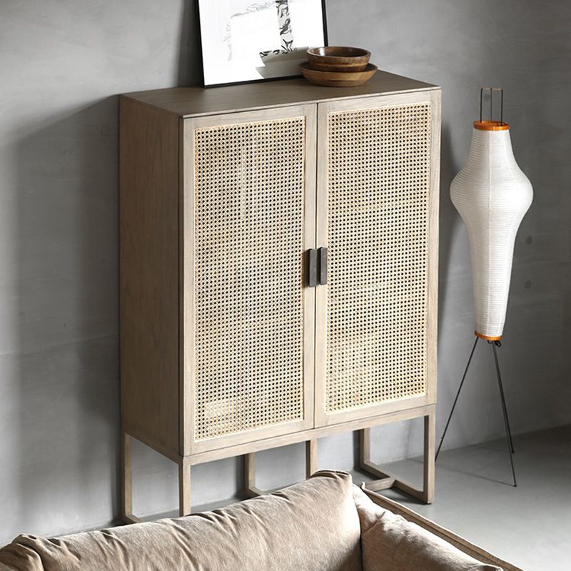 Rectangle Storage Cabinet Solid Wood Bar Pulls Cabinet with Doors