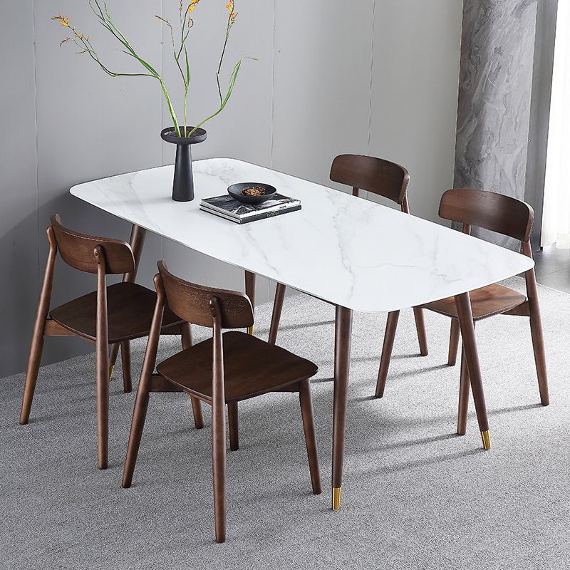 Contemporary Style Dining Chairs Open Back Dining Armless Side Chairs with Wooden Legs