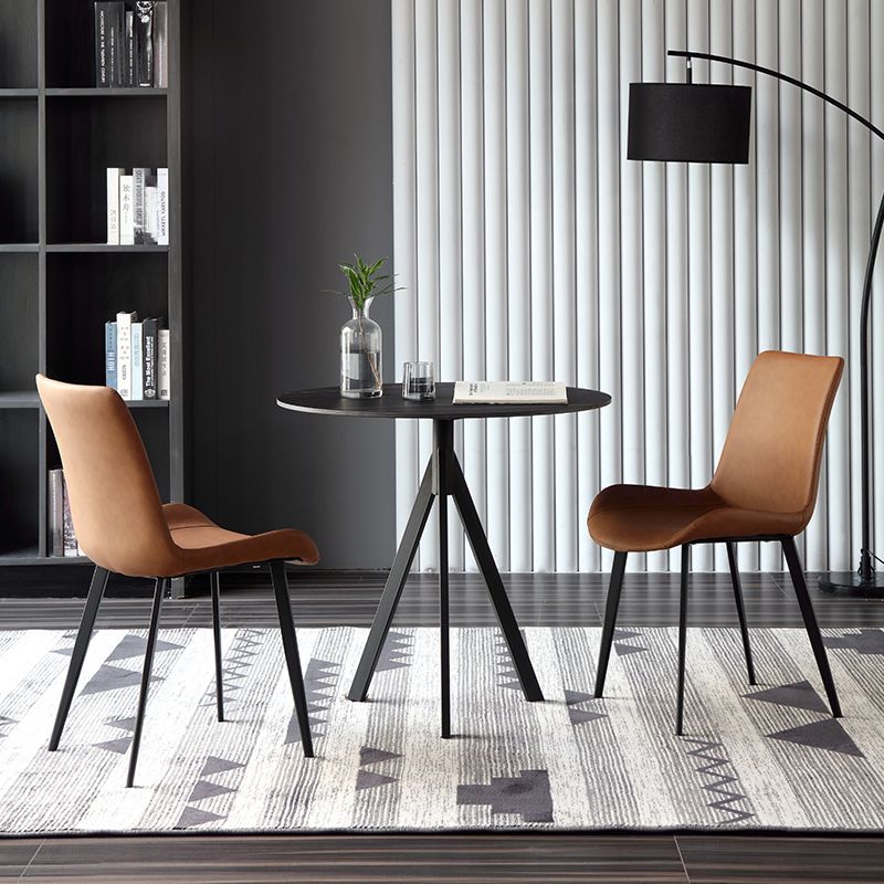 Modern Style Sintered Stone Dining Room Set Black Round Formal Dining Table Furniture