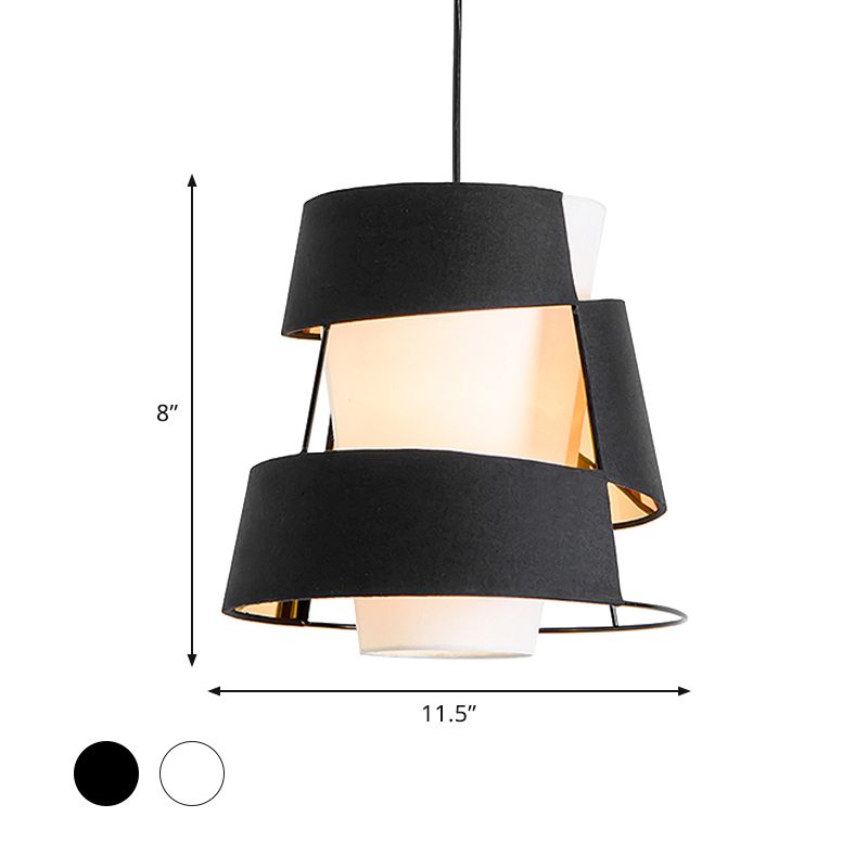 White/Black Barrel Hanging Light Modernism 1 Bulb Metal Ceiling Pendant Lamp with Laser Cut Design
