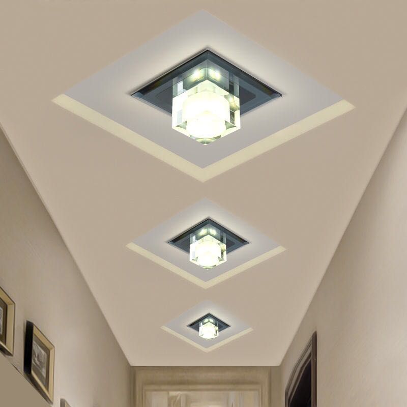 Moderna lampada da soffitto da incasso a soffitto in cristallo con montaggio a incasso a LED mini quadrata