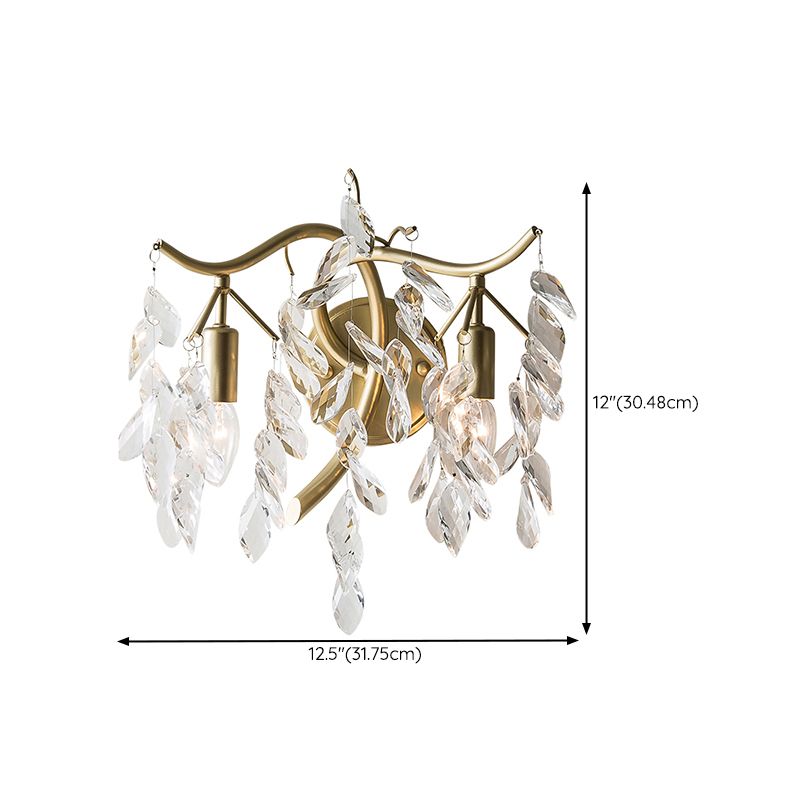 Unique Shape Metal Wall Lighting Modern Style 2 Lights Wall Mounted Light in Gold