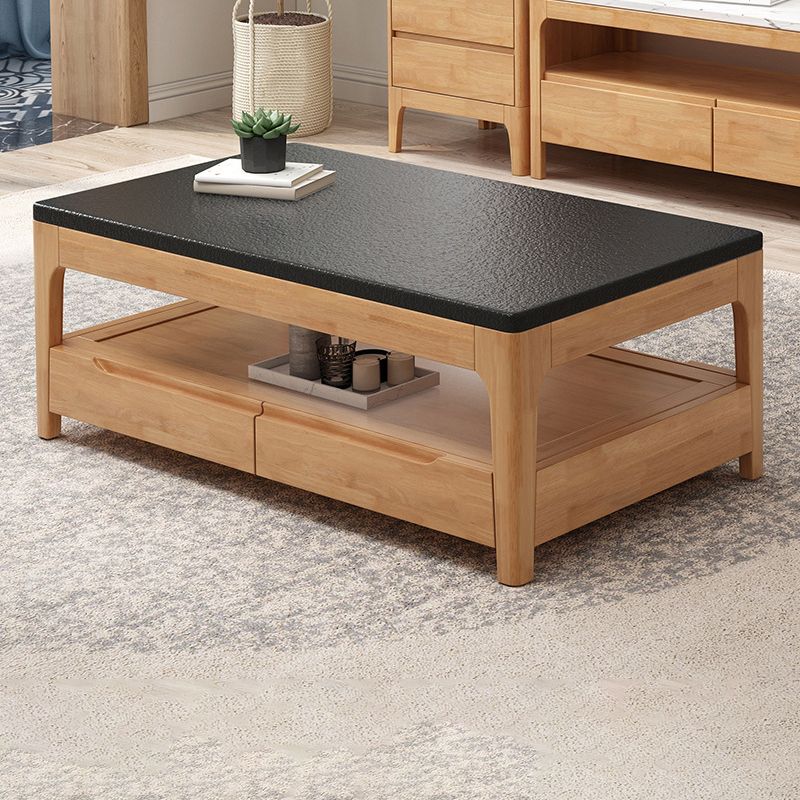 4 Legs Rectangular Coffee Table Made of Solid Wood/black/walnut/white Cocktail Table