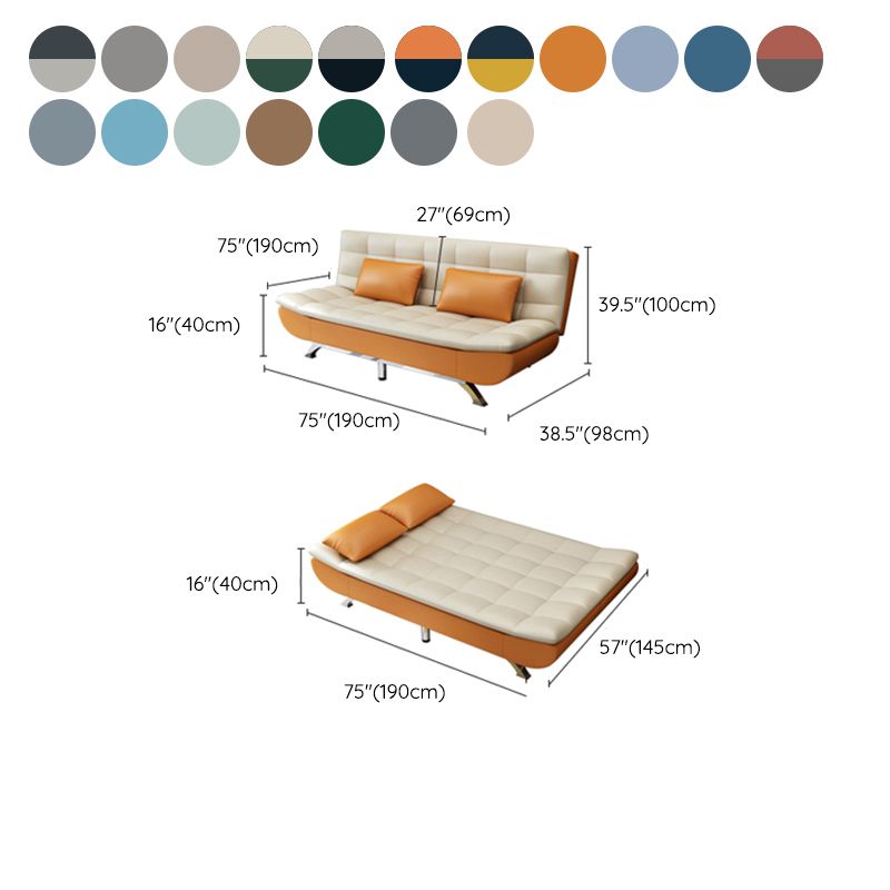 Pillow Included Sofa Futon Armless Futon Sofa Bed with Metal Legs