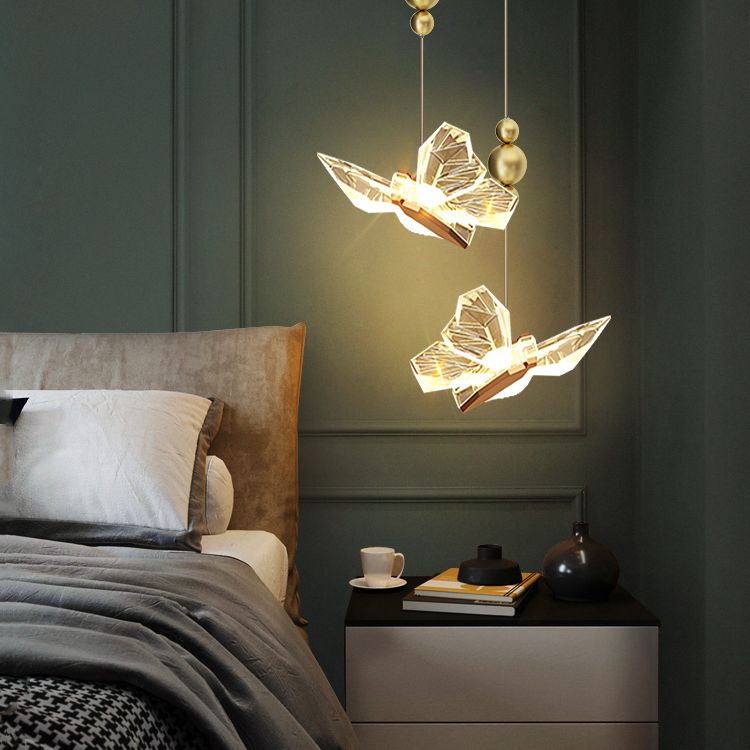 Gold Acrylic Down Lighting Pendant Contemporary 1-Light Ceiling Light for Bedroom