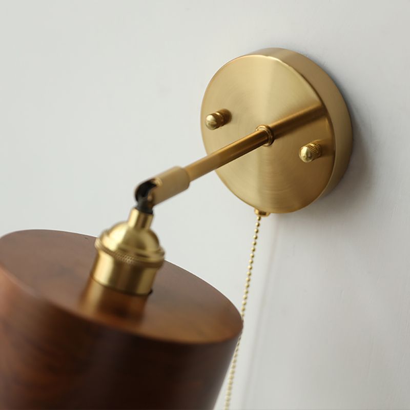 Wohnzimmer Einfache Leuchtenleuchten 1 Blub Holzlampenschatten Wandmontage Beleuchtung