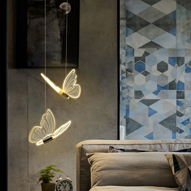 Luxurious Butterfly Style Hanging Ceiling Light, Acrylic Integrated LED Multi Light Pendant Lighting
