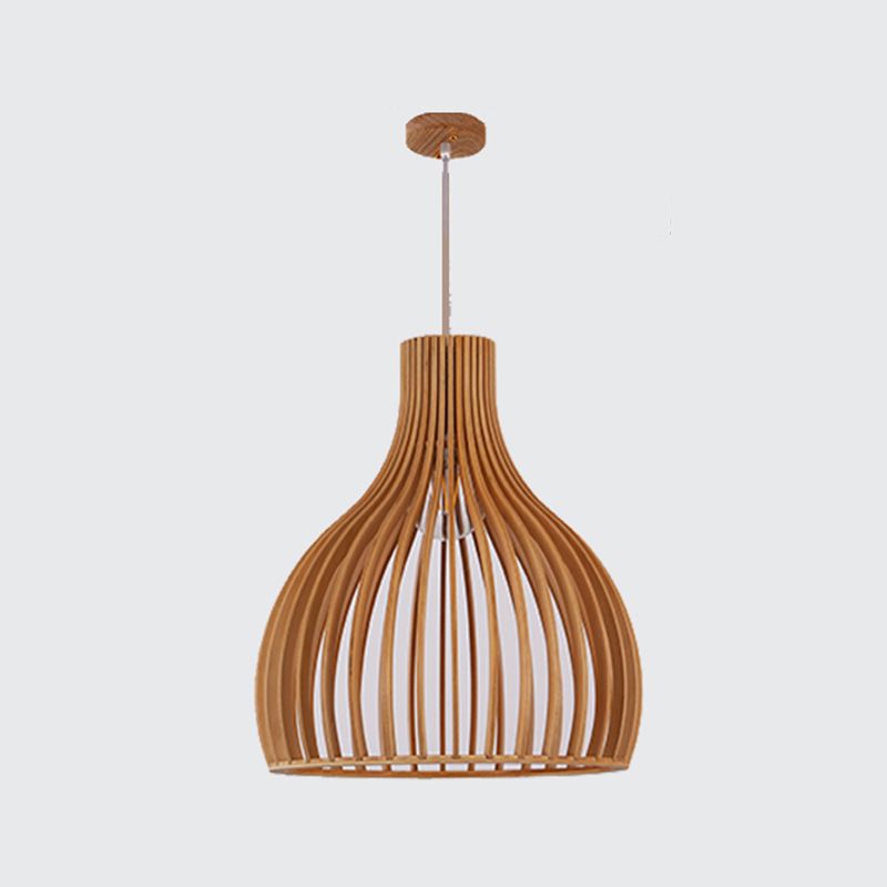 Geometric Shape Wood Hanging Light Modern 1 Light Hanging Light Mount Fixture in Brown