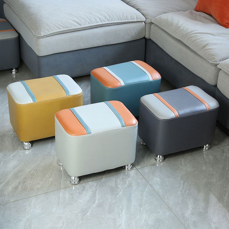 Color Matching Leather Standard Stool Modern Style Simple Rectangular Stool