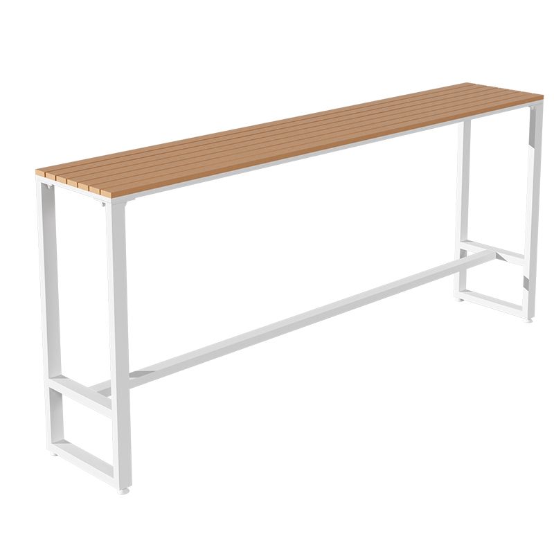 White Modern Pub Height Dining Table Outdoor Wood Footrest Bar Height Cocktail Table
