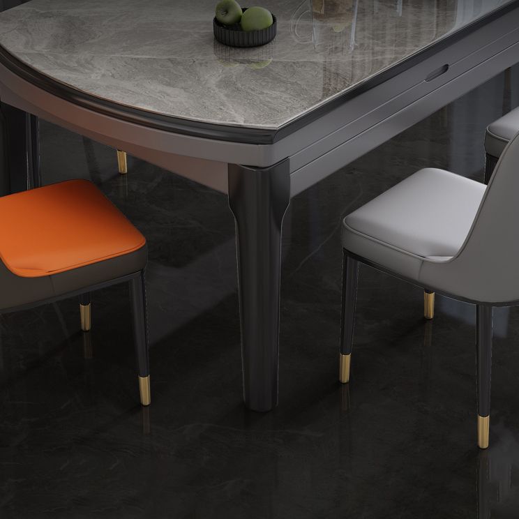 Round Sintered Stone Dining Table Modern Extendable Furniture with 4 Legs for Apartment