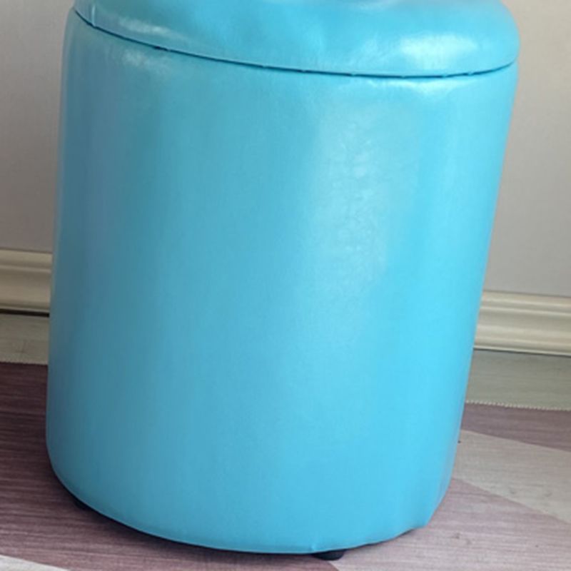 Modern Plain Storage Ottoman PU Leather Cylinder Shape with Storage Pouf Chair