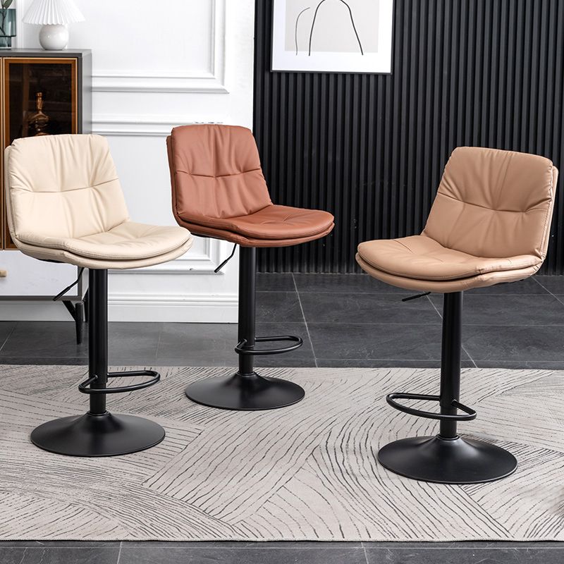 Contemporary Leather Swivel Barstool Indoor Bar Stool with Low Back