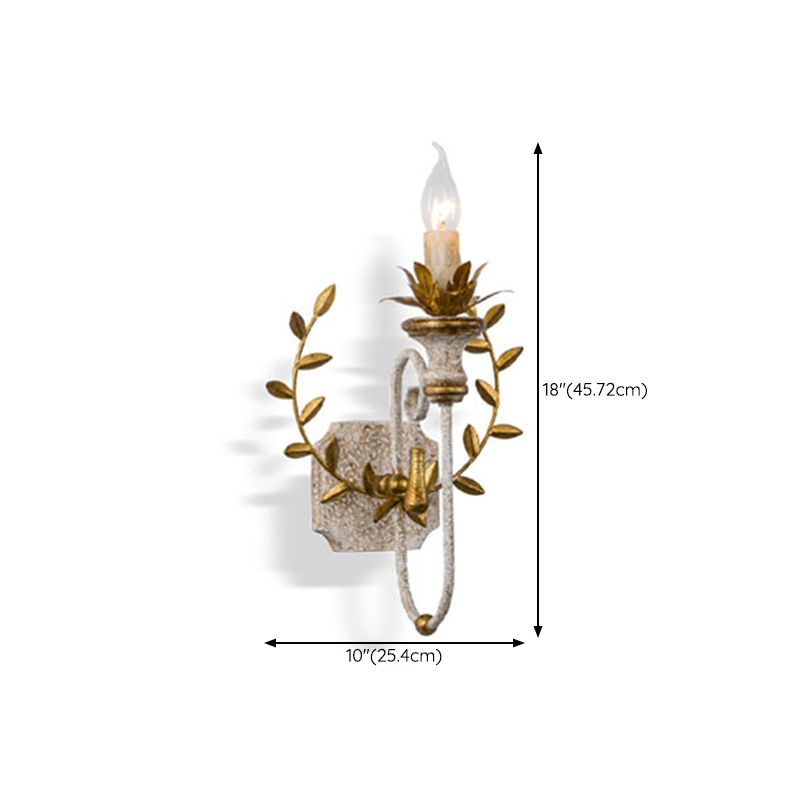 Candle Shape Wood Wall Sconces Modern 1-Light Wall Mount Light Fixture in Gold