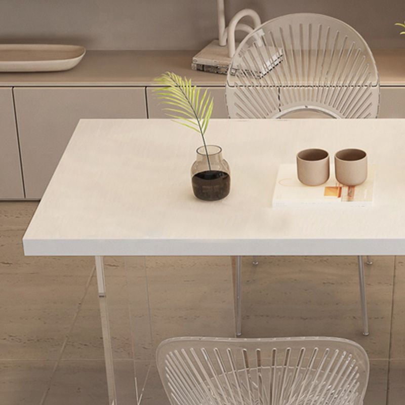 Rectangle Acrylic Base Dining Table Modern Stone Double Pedestal Table
