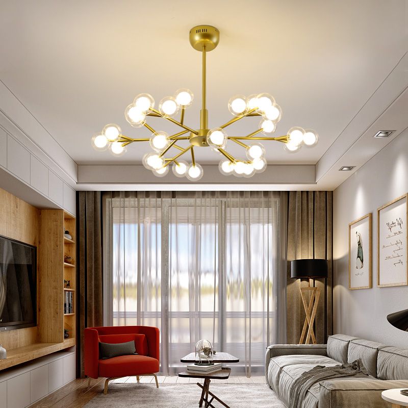 Dual Glass Glowworm Chandelier Light Nordic Style Suspension Pendant Light for Living Room