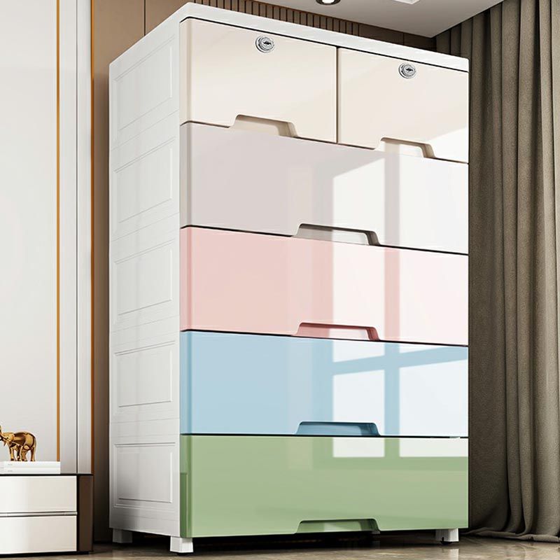 Plastic Storage Cabinet with Legs Modern Wardrobe Armoire for Home