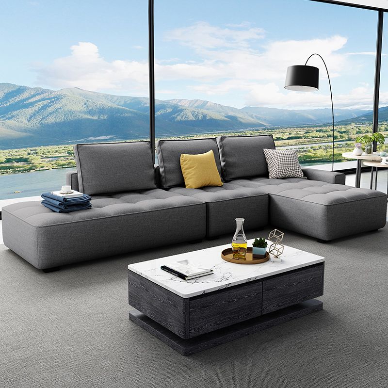 147.63" W X 70.86" D X 37.41" H Linen One Side Arm Sofa & Chaise for Living Room