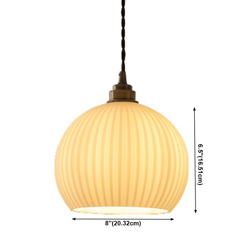 Modern Minimalism Spherical Hanging Light Ceramics 1 Light Pendant Lamp for Restaurant