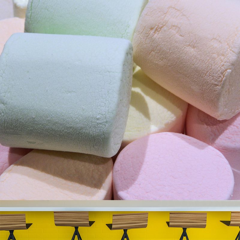 Customized Wall Mural with Marshmallow Pattern Mildew Resistant Wallpaper Commerce Shop