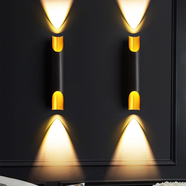 Luz de pared cilindroide negra y dorada en lámpara de pared de aluminio lacado en estilo creativo moderno