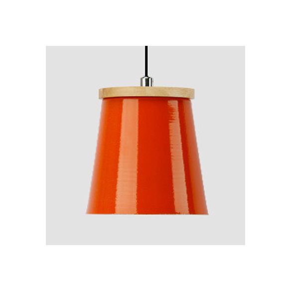 Metallic Bucket Shape Suspension Light Kitchen Dining Room One Light Modern Pendant Light