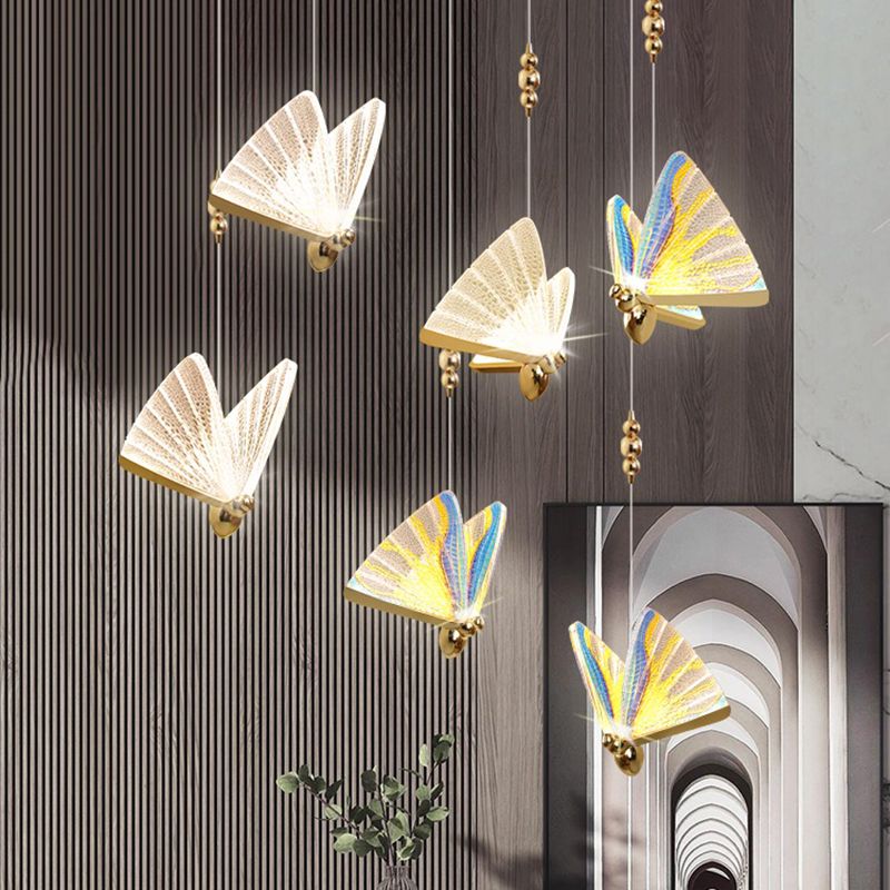 Metal Butterfly Ceiling Pendant Light Modern Style LED Pendant Light Kit for Bedroom