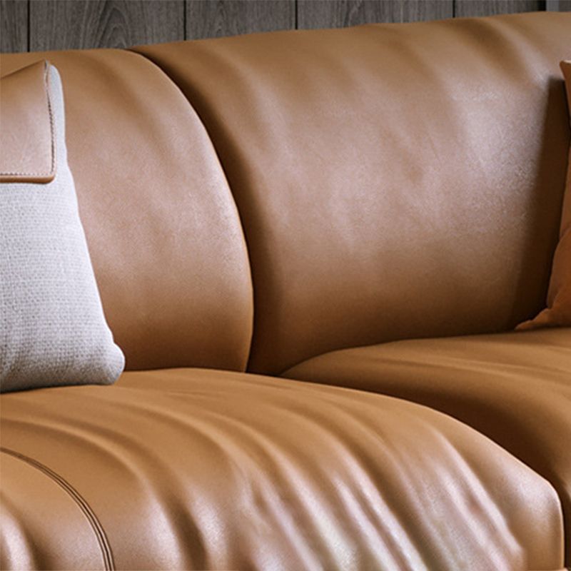 Modern Genuine Leather Living Room Cushions Pillow Top Arm Settee