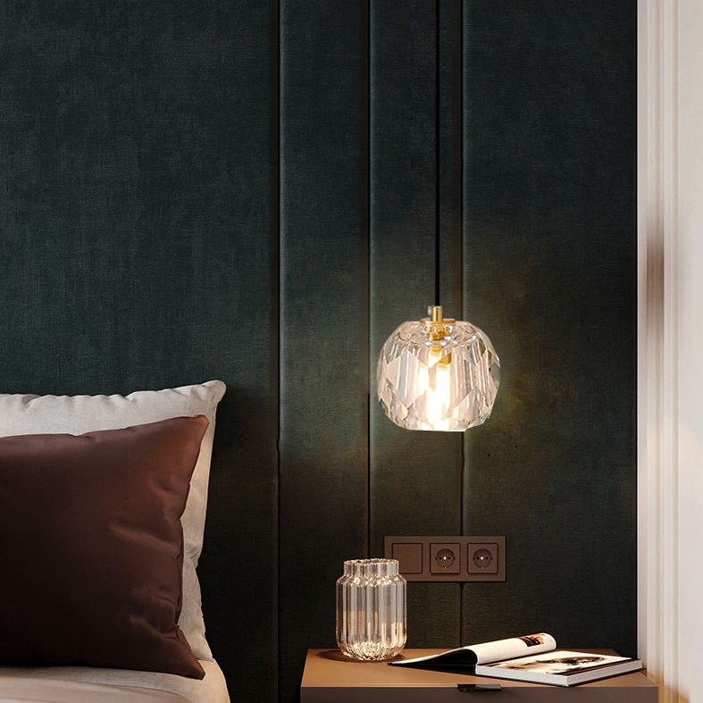 1-Light Crystal Ball Mini Pendant Light 4.3 Inch Wide Modern Simplicity Style Hanging Light with 78.7" Adjustable Suspension Wire