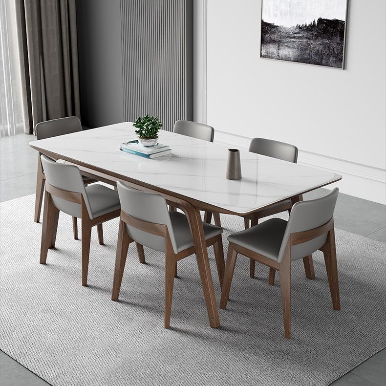 Modern Stone Rectangle Dining Table 4 Legs Table for Kitchen