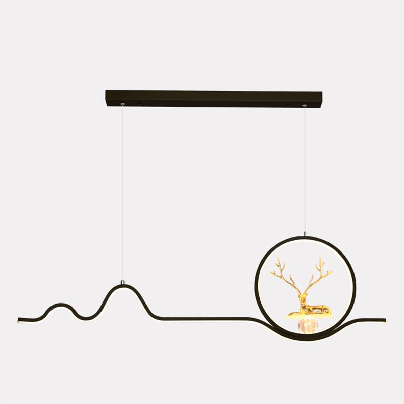 Luces de la isla de forma lineal Modern de metal de estilo de metal de 2 luces de iluminación de 2 luces